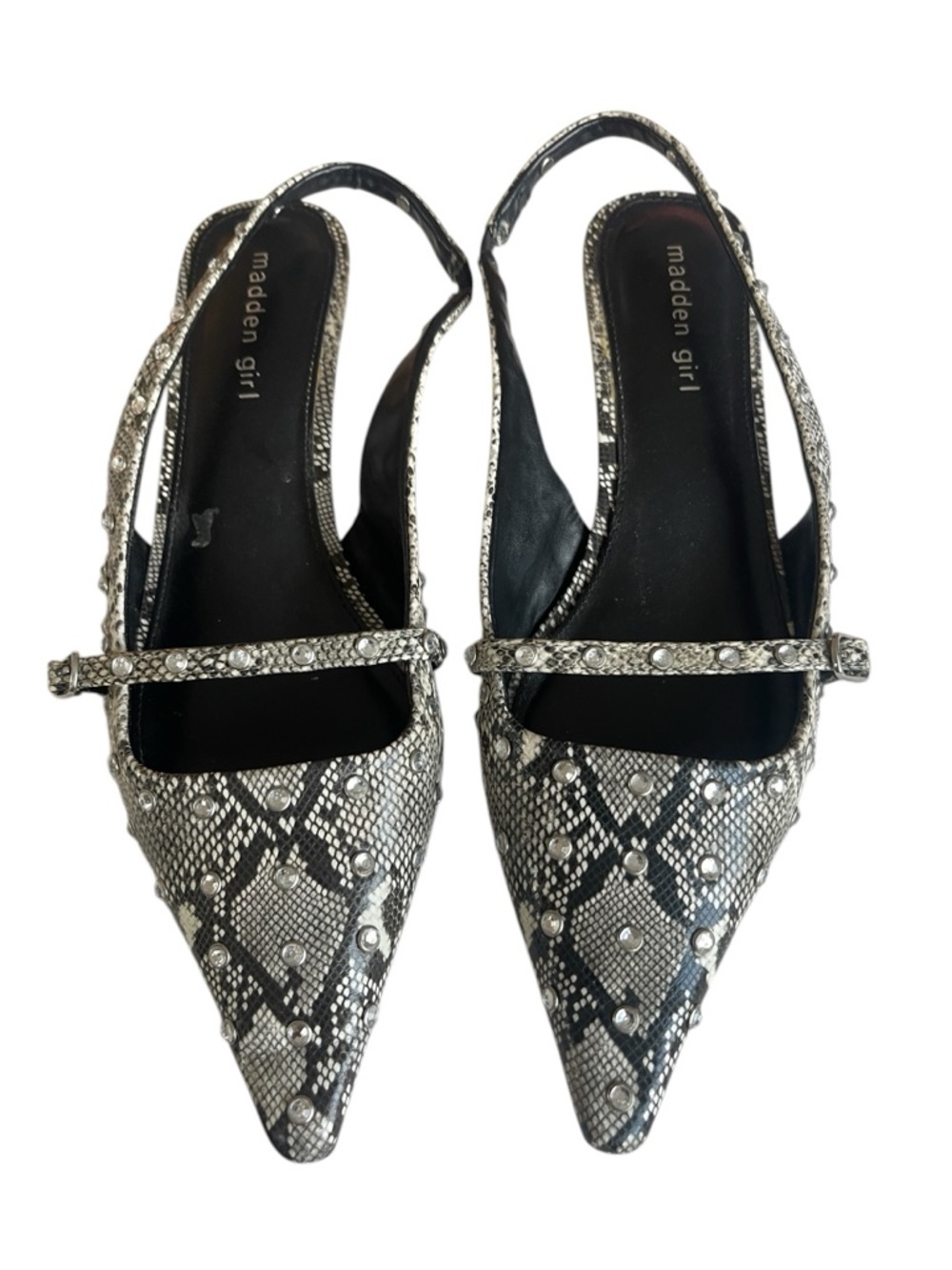 Madden Girl Krystal Mary Jane Pumps Snake Print Rhinestone Kitten Heels